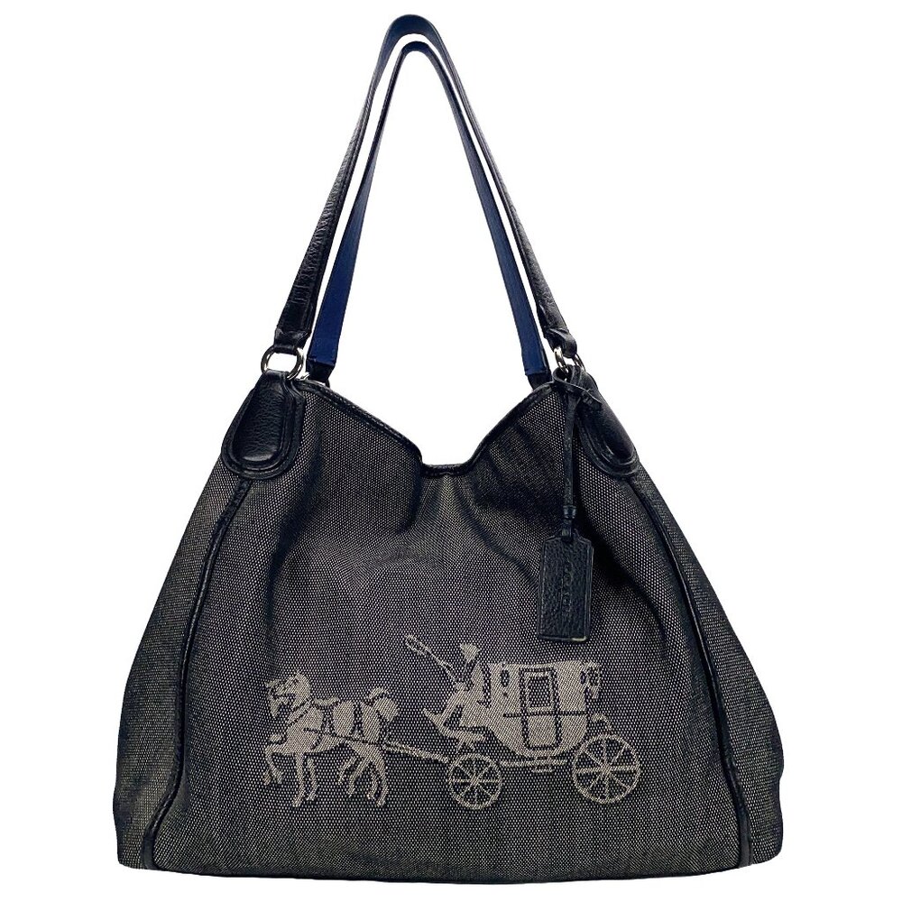 COACH Edie Horse and Carriage Canvas Shoulder Bag
